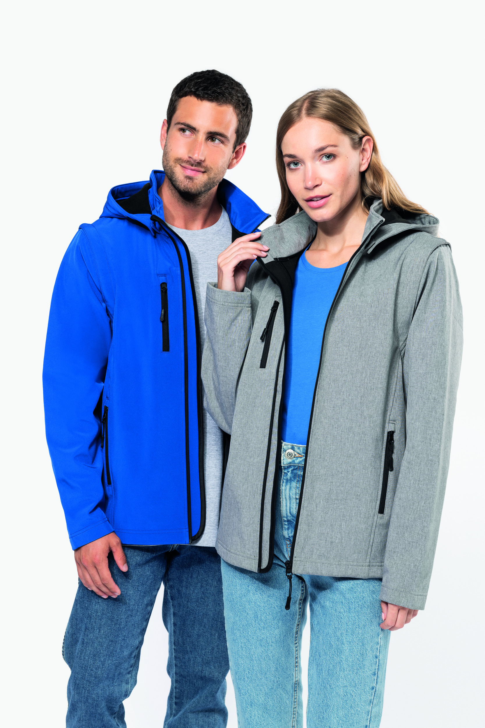 Softshell unisexe capuche et manches amovibles